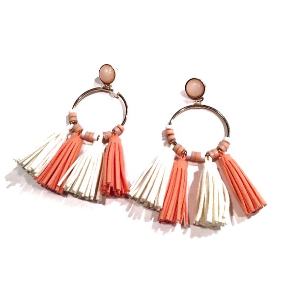 Francesca's Collections Jewelry - Fringe Earrings - Ivory & Coral